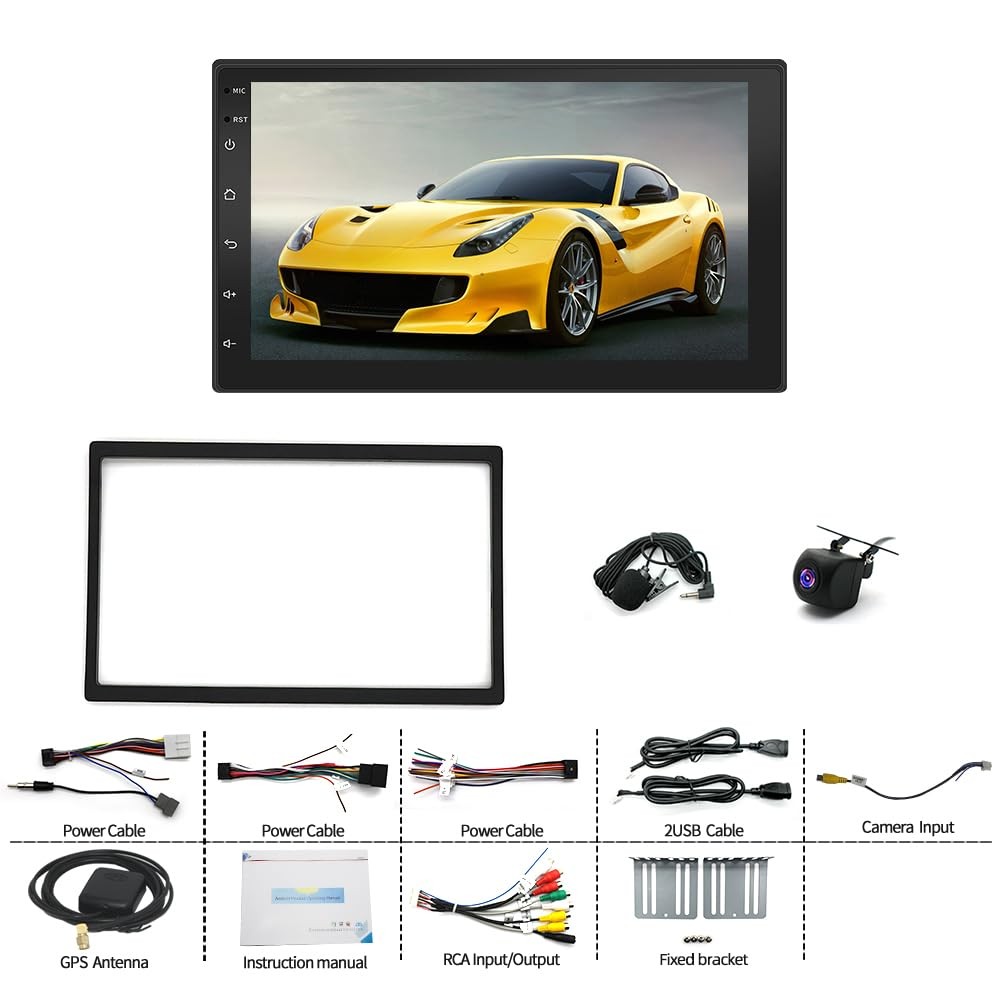 Android 14 Double Din 7 Car Stereo Wireless Carplay Android Auto GPS BT Camera