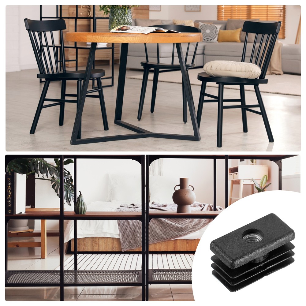 8Pcs 1.18"x0.59" Caster Insert with Thread, Rectangle M6 Thread for Furniture