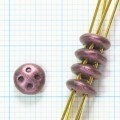 Lentil 4-Hole Bead, Opaque Red, 6x6mm