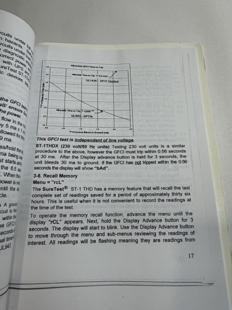 SureTest ST-1THD Digital Wiring / Harmonic Analyzer User Guide Manual Booklet