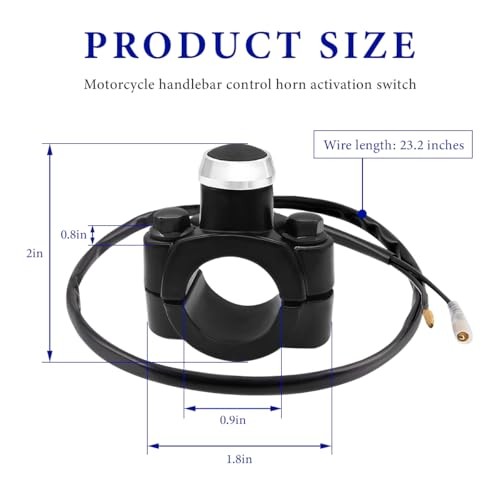 7/8" Motorcycle Handlebar Control Horn Start Switch, Aluminum Handlebar