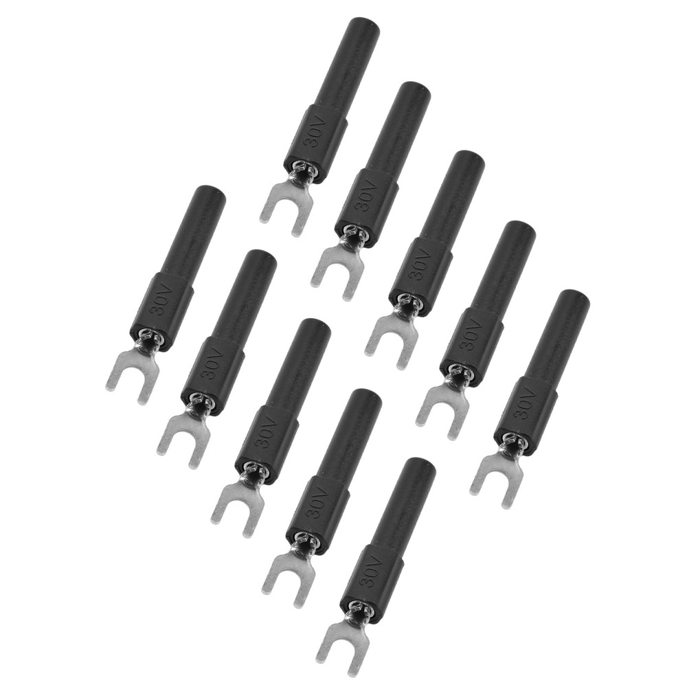 10pcs 4mm Fork Spade Wire Connectors U-Type Crimp Terminal Black