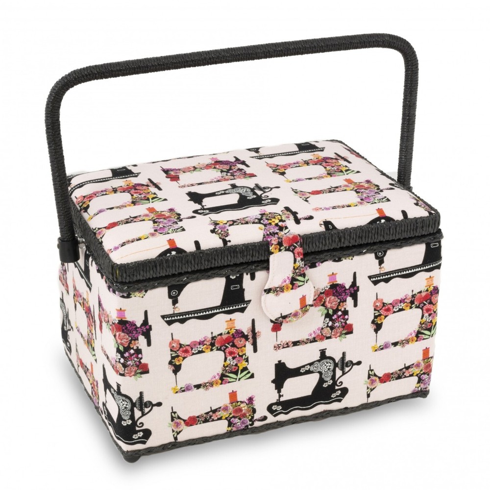 Drtiz Large Rectangular Pink Sewing Machine Themed Sewing Basket