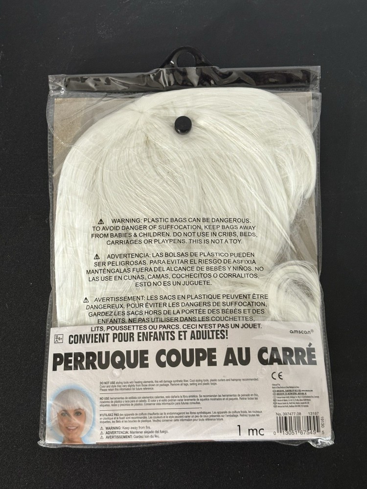 Bob Party Wig Costume Accessory, White