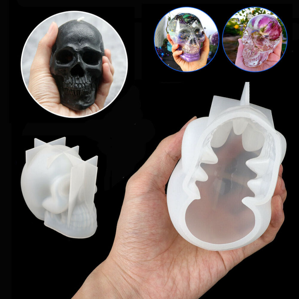 DIY 3D Silicone Resin Casting Mold Skull Head Halloween Mould Tool Epoxy Craft