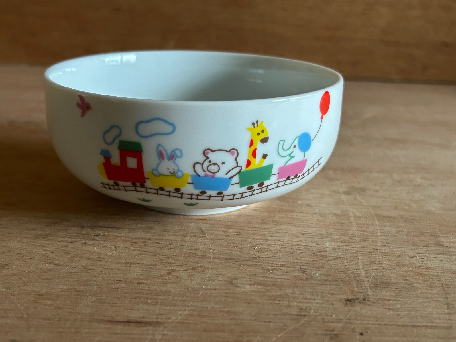 Lillian Vernon Cereal Bowl Mug Cup 2 Piece Set Youth Animals Train Japan Vintage