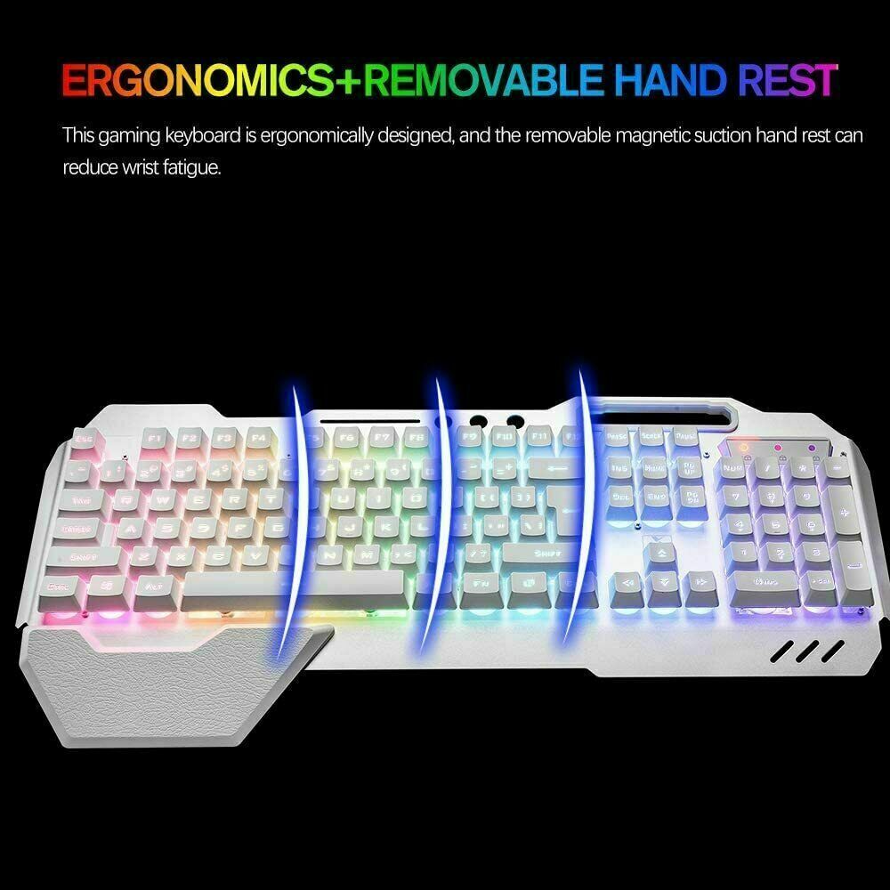 Full size Wireless Gaming Keyboard Mouse and Bluetooth Headset Set RGB Light PC