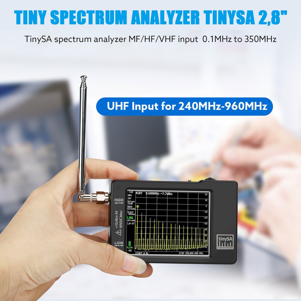 Handheld 2.8" LCD tiny Spectrum analyzer TinySA 100kHz to 960MHz Touch Control
