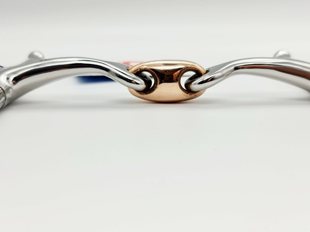 Full Cheek 14MM Stainless S Curved Snaffle Bit Copper Lozenge*SAME DAY DISPATCH*