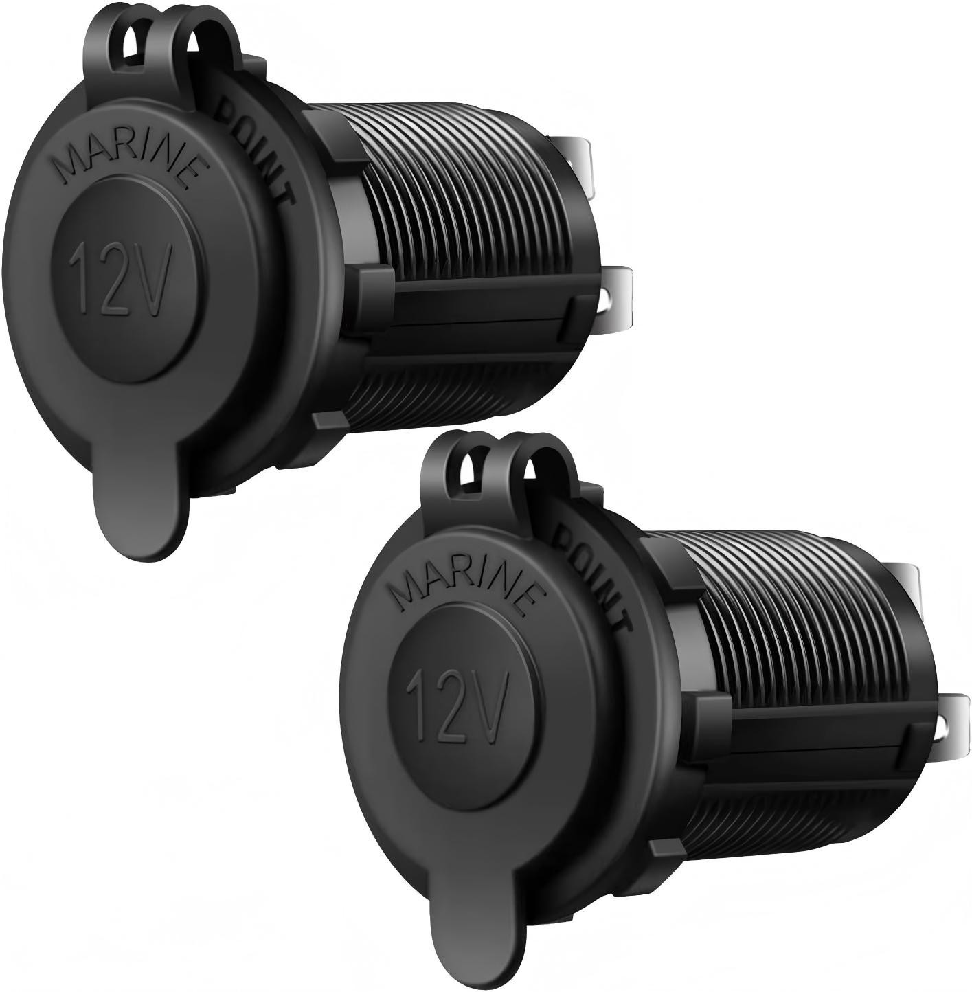 2PCS 12V Cigarette Lighter Socket Power Outlet Waterproof Car Marine