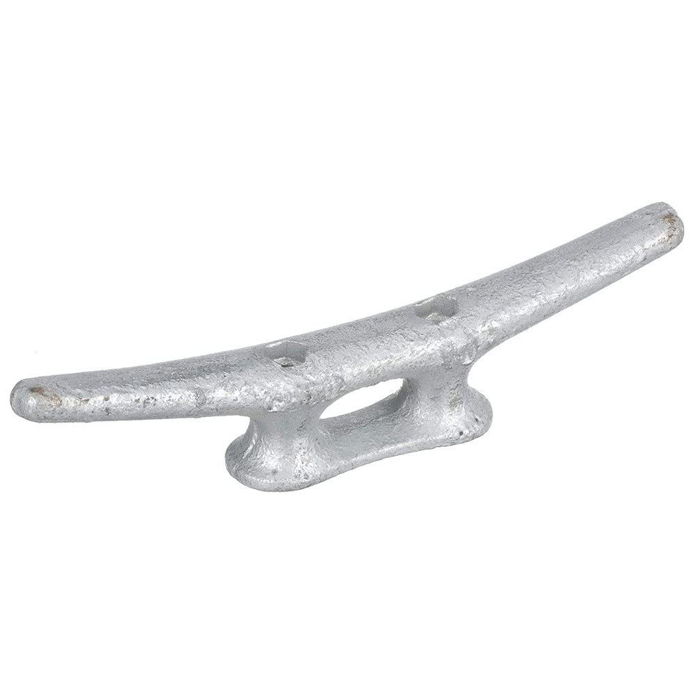 Open Base Dock Cleat, Galvanized Gray Iron, 10 In.