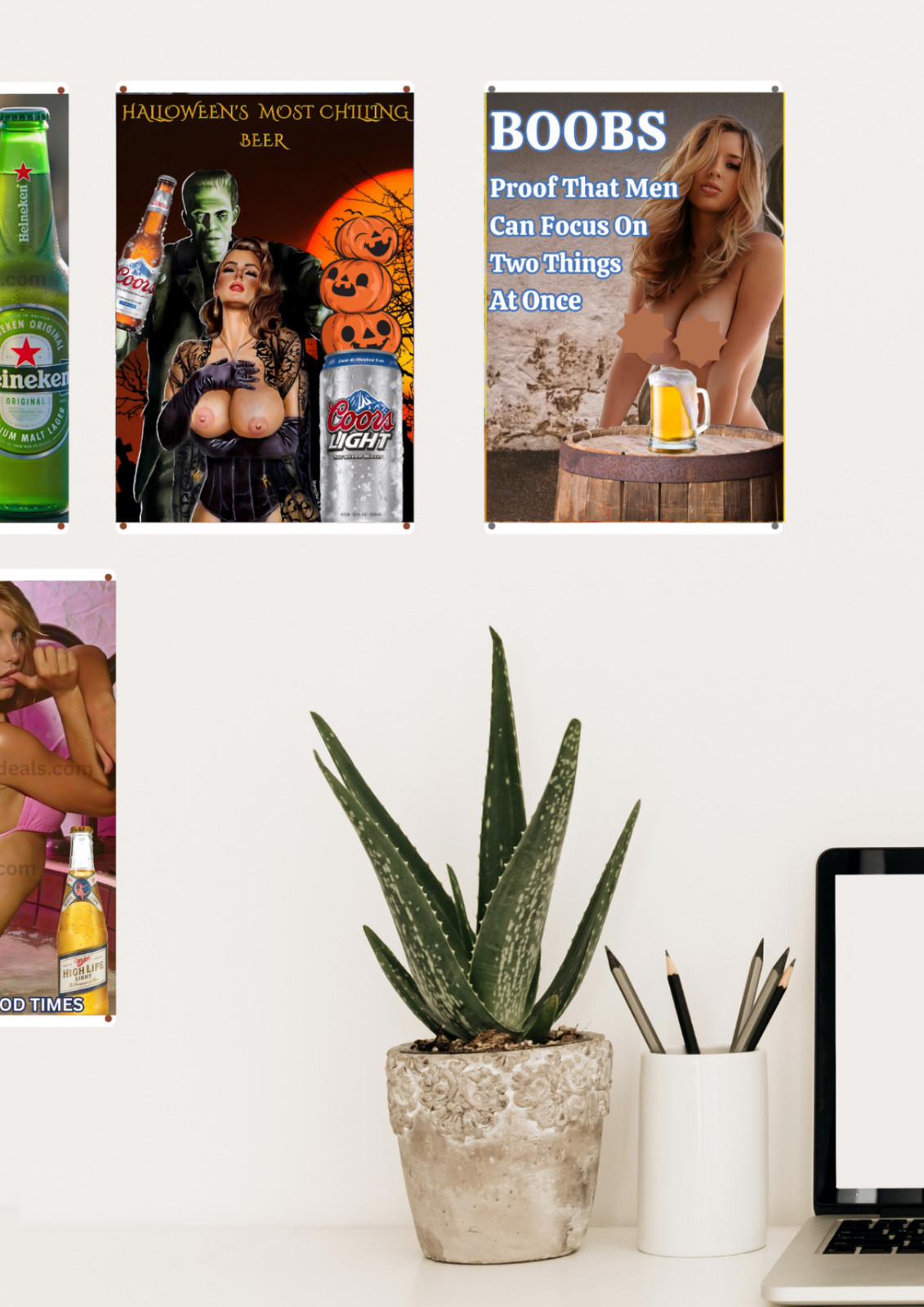 Beer Of Pleasure Pin-Up Metal Sign Sexy Girl Vintage Style Wall Decor Read Des