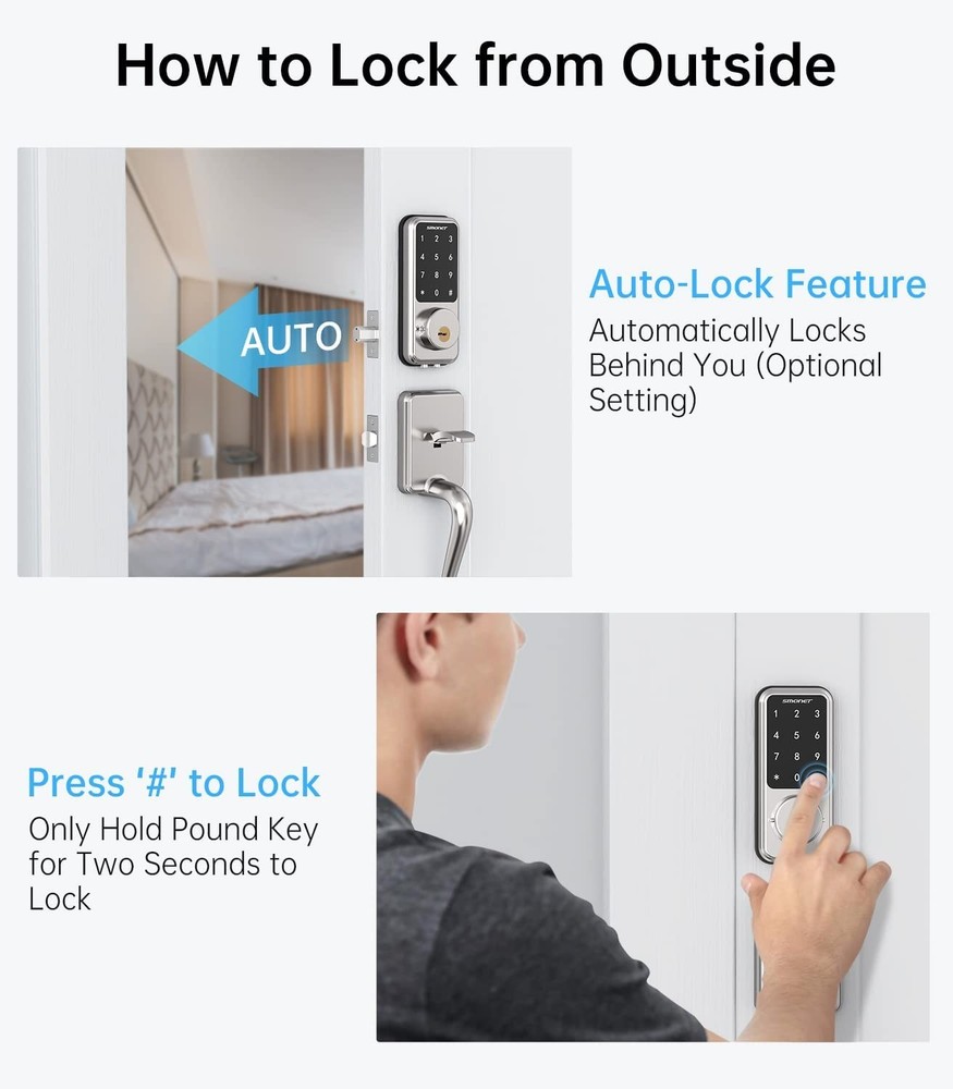 Smart Front Door Lock Set with Handle Keyless Entry Digital Kepad Deadbolt APP