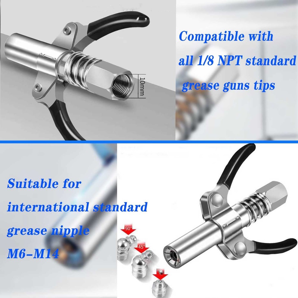 Grease Gun Coupler Tip Quick Lock Black leather double handle 2