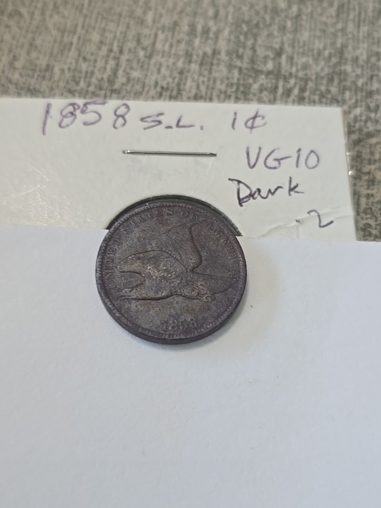 1858 Flying Eagle Penny Cent SL VG Dark Listing 2