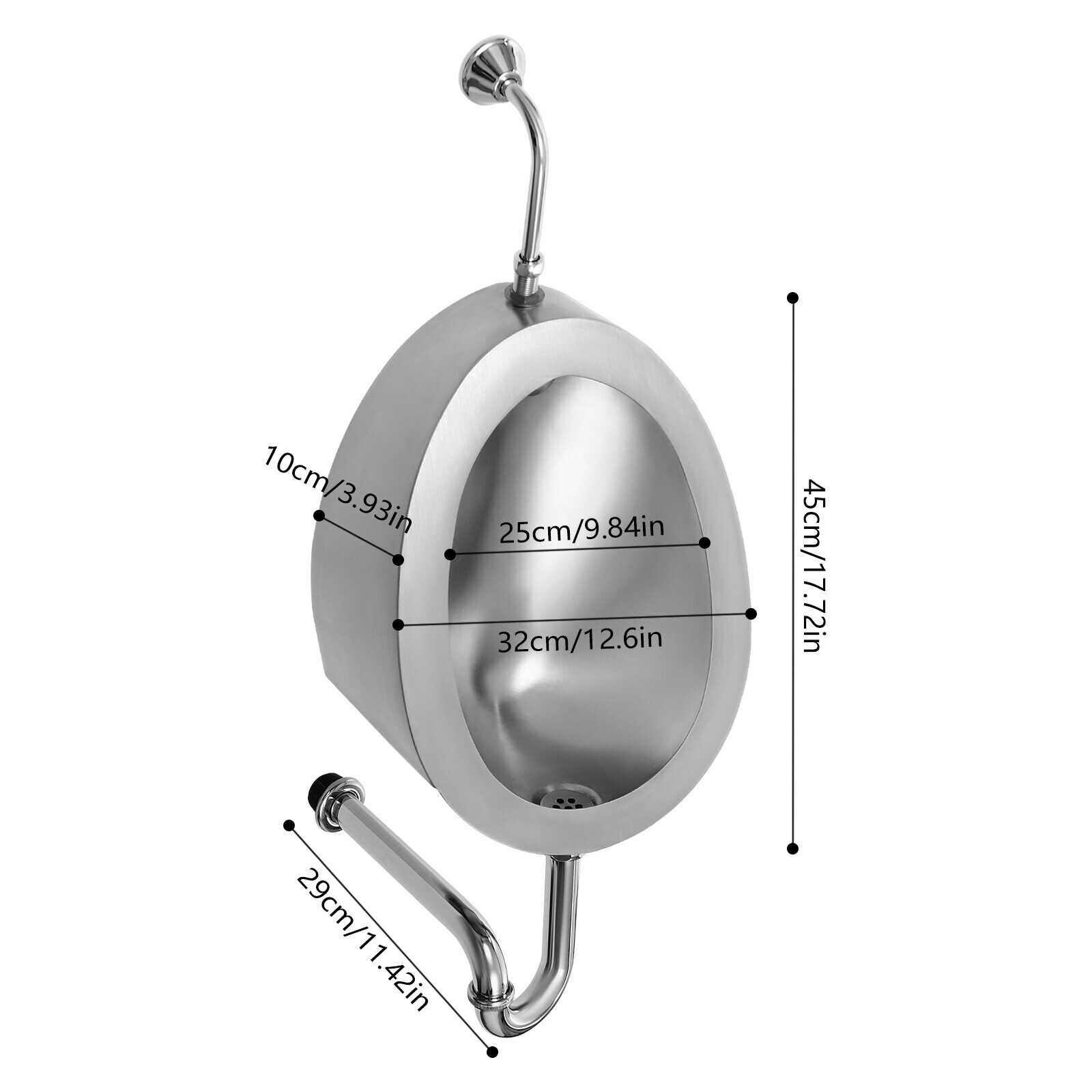 Automatic Wall Mounted Bathroom Urinal, Intelligent Sensor Flush Public Toilet