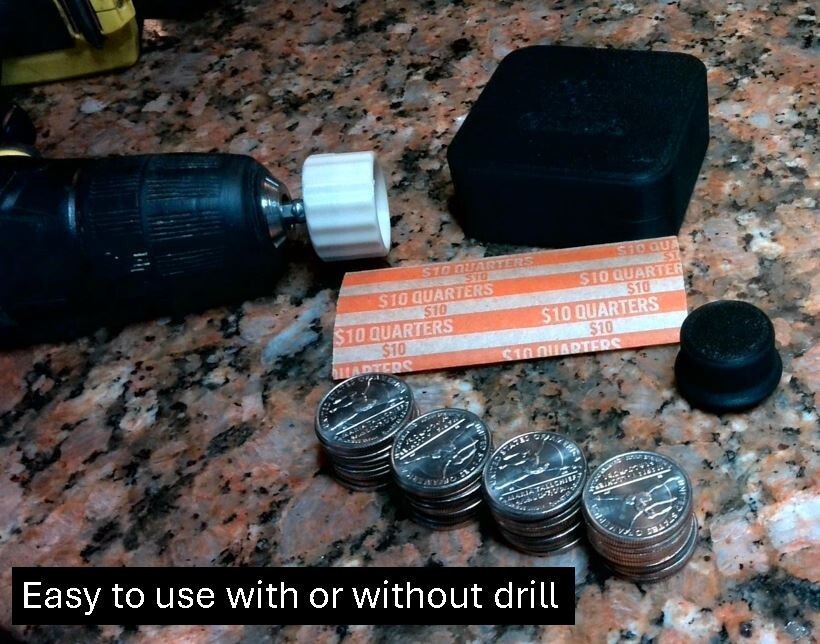 10 piece Coin Roll End Crimp Set with Steel crimp tabs. Includes 1/4" drive bit