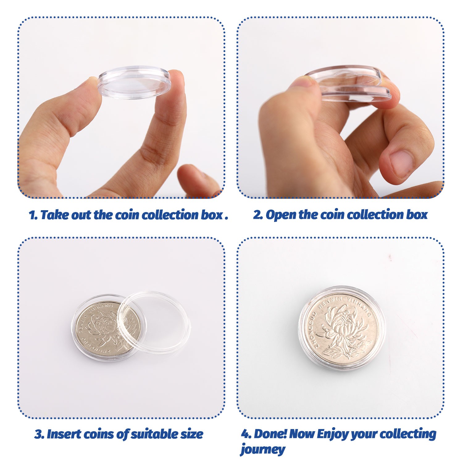 100 Direct Fit Airtight 25mm Coins Capsules Storage Holder for US Quarters