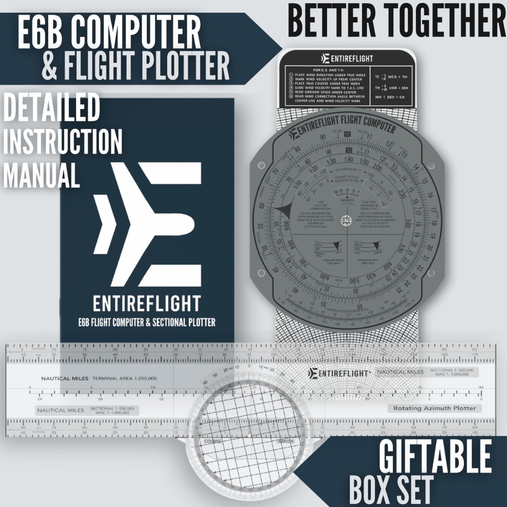 EntireFlight E6B Flight Computer & Sectional Plotter Bundle Aviation Pilot