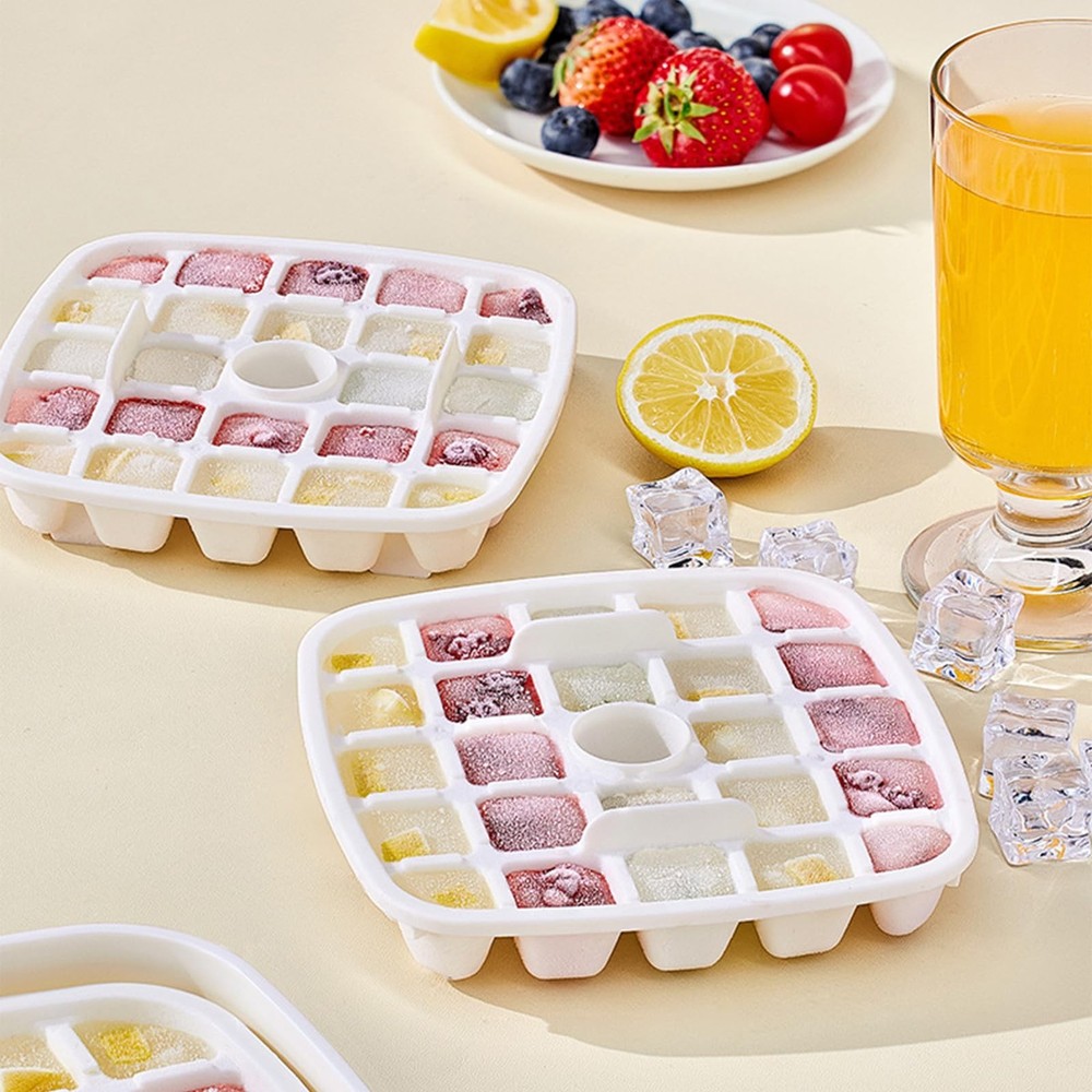 Ice Tray, Press Ice Trays Double Layer 48 Gride Ice Cube Mold Easy Release