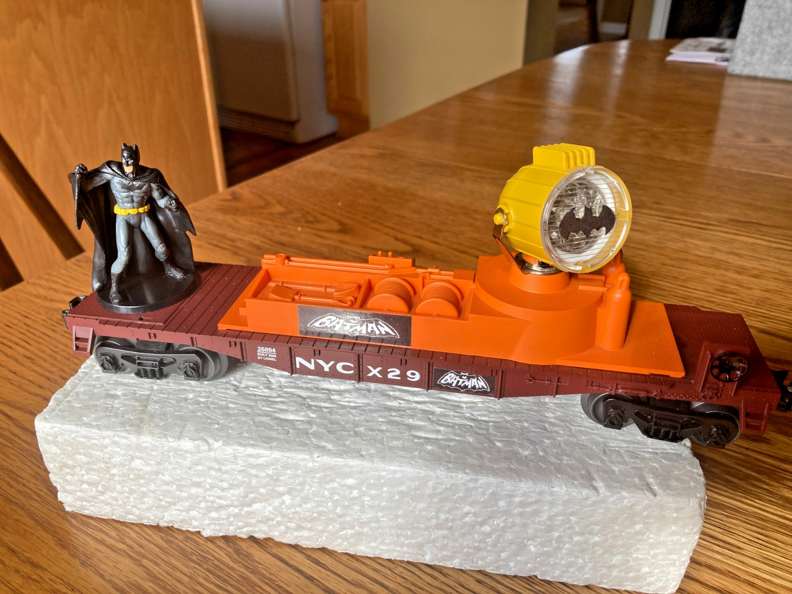 Lionel Customized SearchLight Car with Batman and Bat Signal