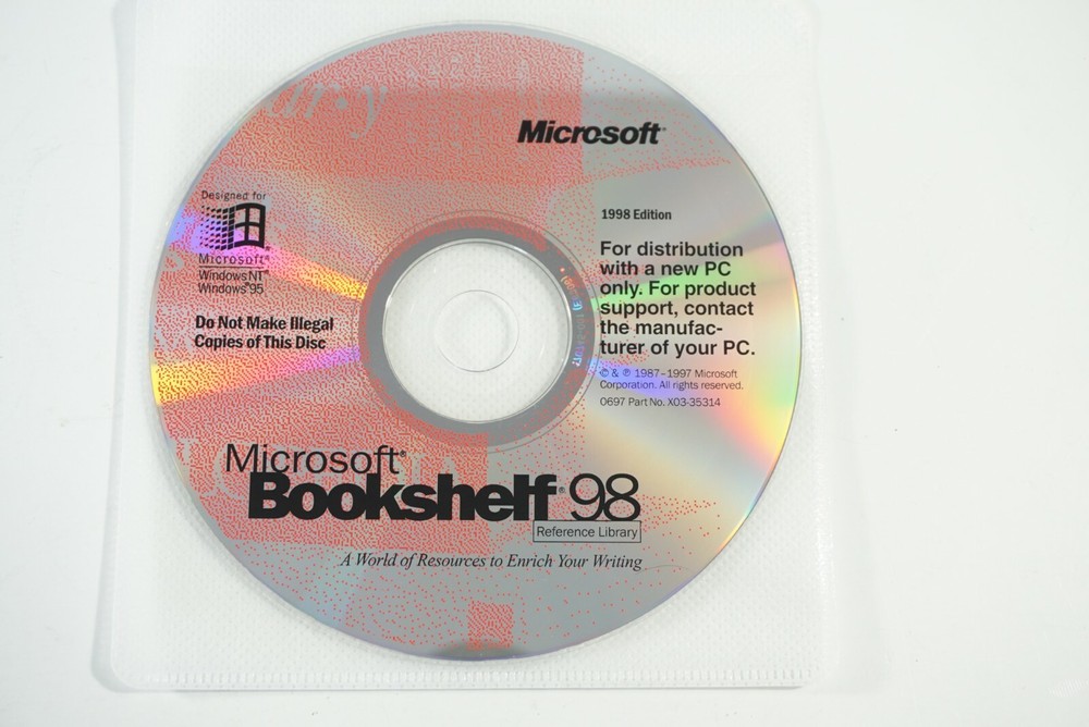 Microsoft Bookshelf 98 Reference Library CD for PC Windows 95 Distribution Disc