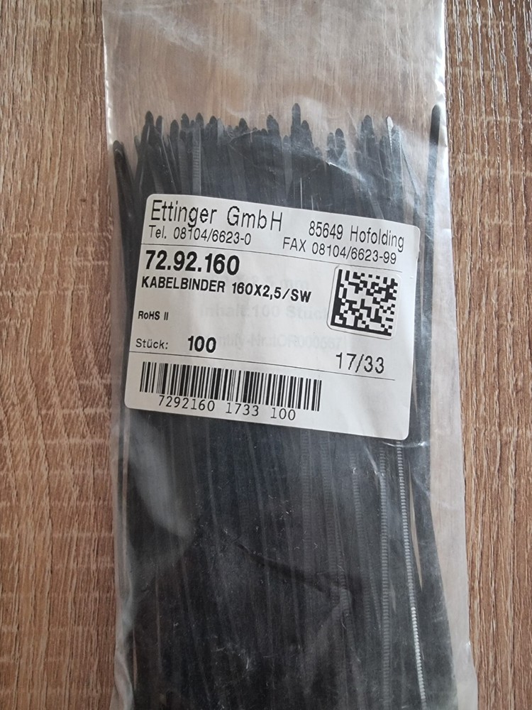 200 Cable Ties Black 160 x 2.5