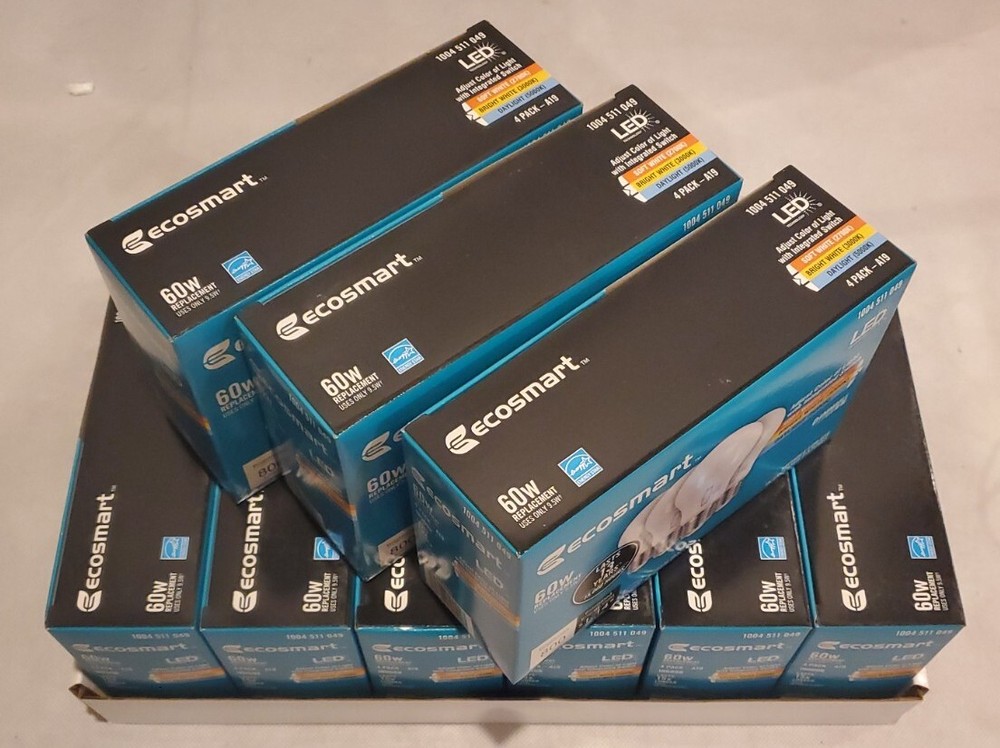 Ecosmart LED 60w Replacement Dimmable Bulb A9A19A60WT20C04 4 Pack E345327