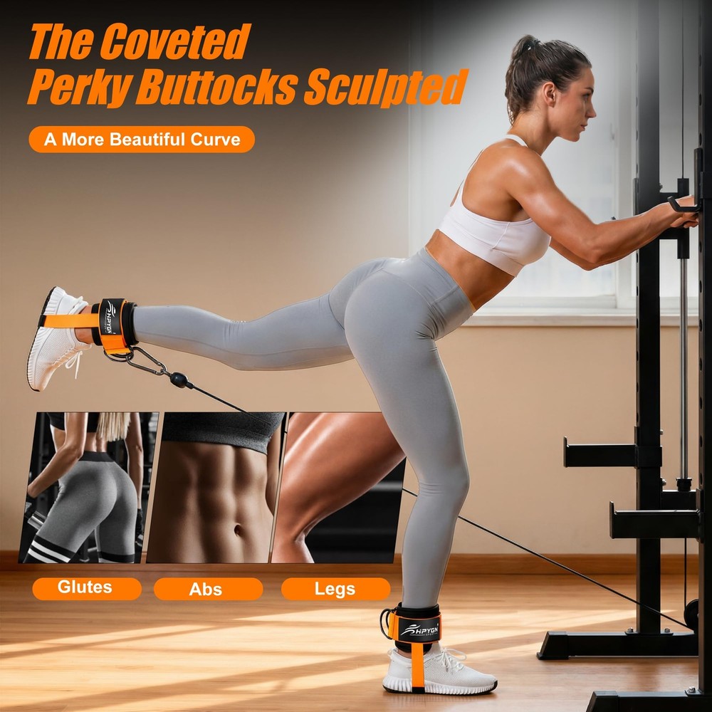 HPYGN Ankle Strap for Cable Machine, Padded Straps 1Pair-Orange