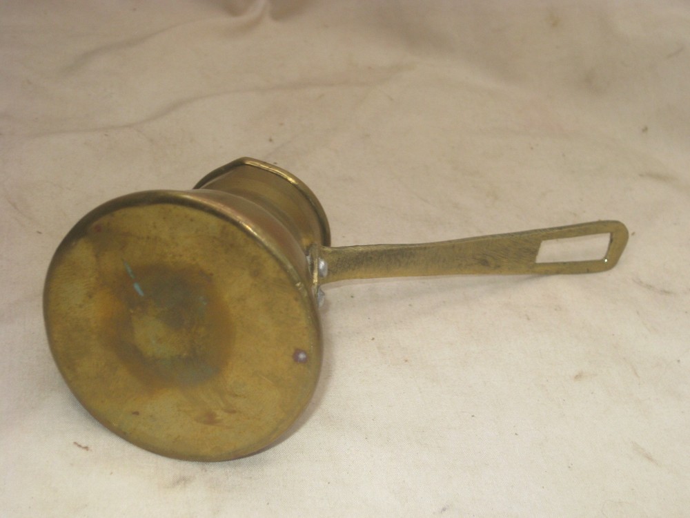 vintage brass Middle Eastern small handled pitcher cauldron pot jug container