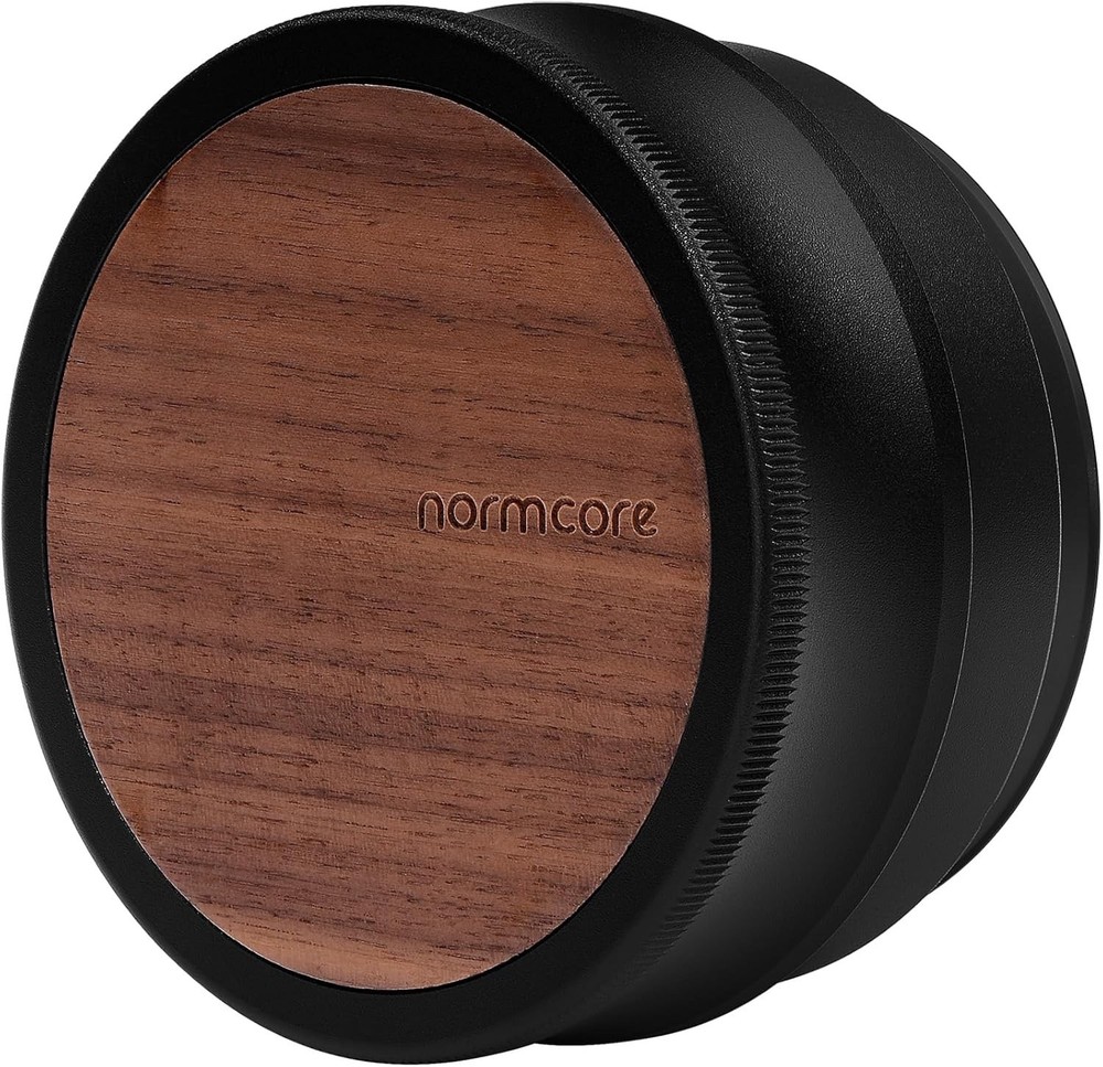 Normcore 58.5mm Palm Tamper, Calibrated Double Spring, Flat Base, Walnut