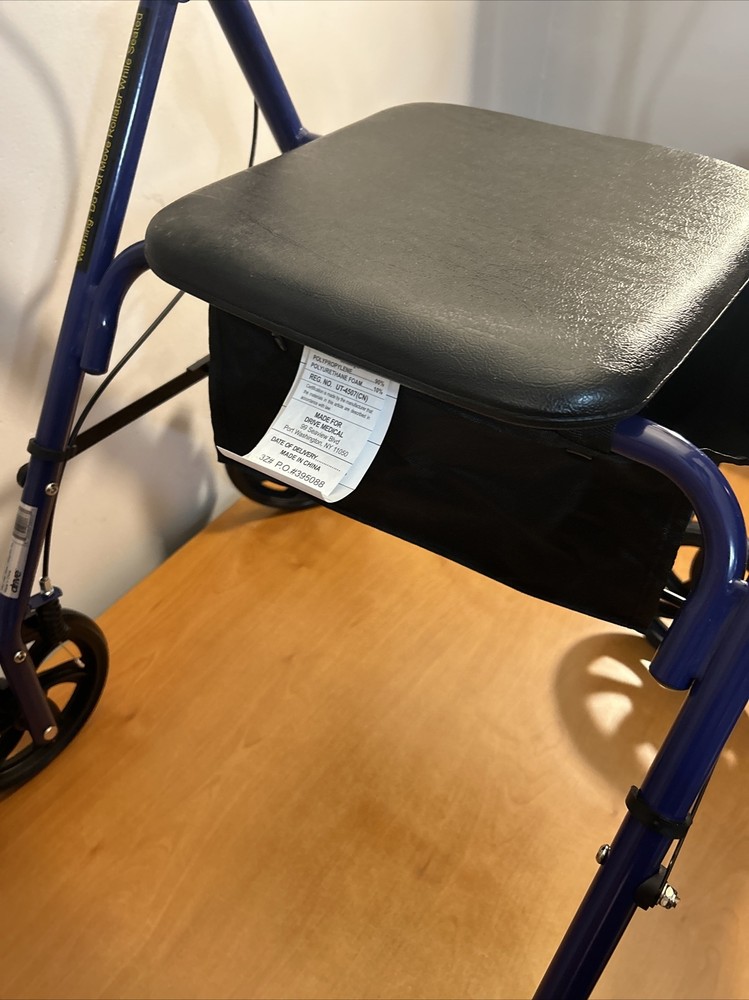 Rollator Walker Drive Medical 4-Wheel With Seat & Removable Back Support - Blue