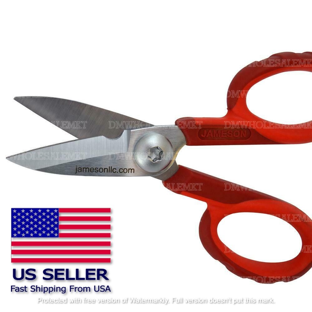 Jameson Fiber Optic Electrician Scissors Shears with Sheath Part 32-60 5-1/2 In.