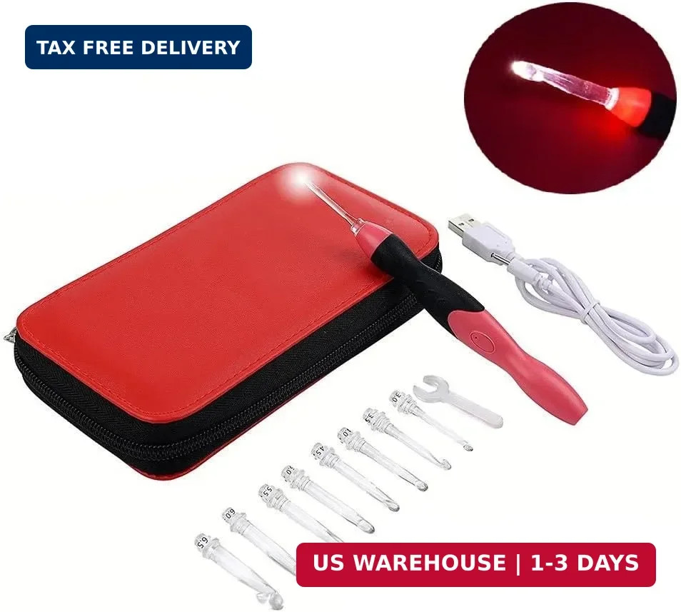9 Sizes Crochet Hook Set: Interchangeable Crochet Hooks with Light - Light Up Cr