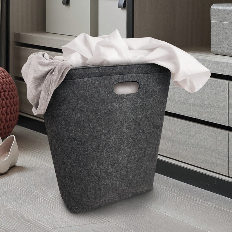 Felt Laundry Hamper W/ Handles Moisture Wicking Durable Storage Solution New