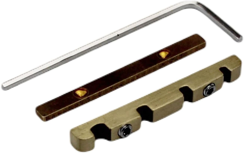 4 String Bass Guitar Nut, Adjustable Height Bell Brass Nut Length 38Mm Split Reg