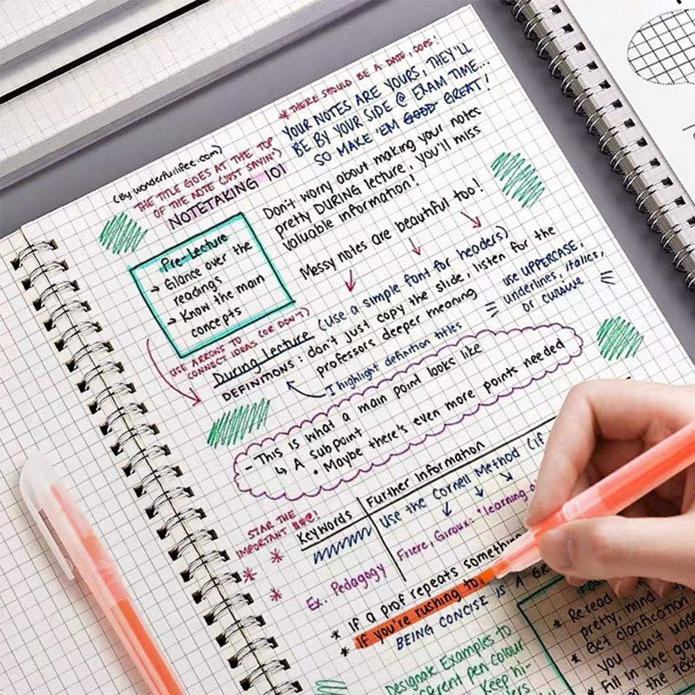 3 Pack A5 Spiral Graph Notebook with 120gsm Thick Paper, Grid Spiral Notebook...