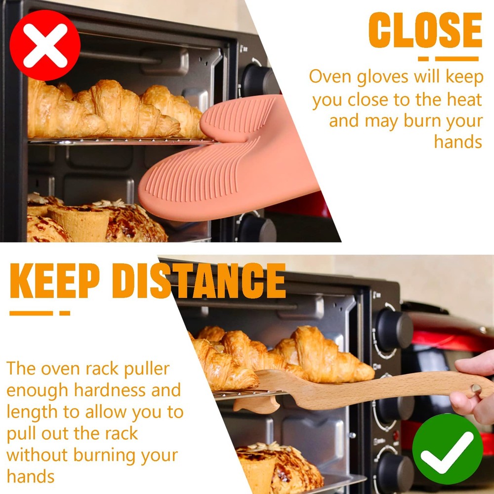 Oven Rack Puller Wood Oven Rack Push Pull Tool Prevent Scalding Pull Out Hot Rac