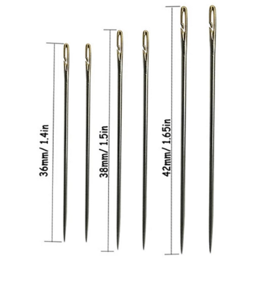 24Pcs Stainless Steel Self-threading Needle Opening Sewing Darning Needle w Case