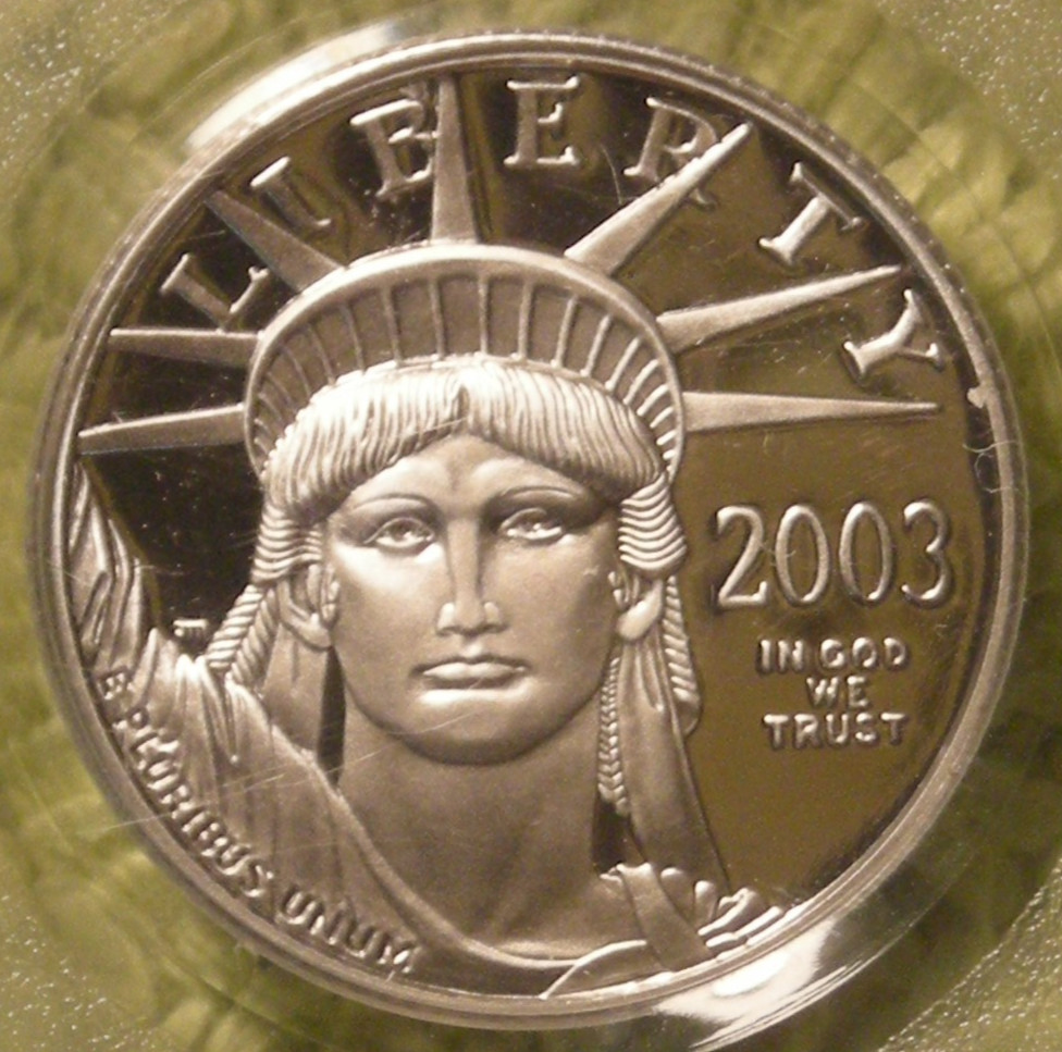 2003-W U.S. Proof Platinum Eagle 1/4 oz PCGS PR69DCAM $25