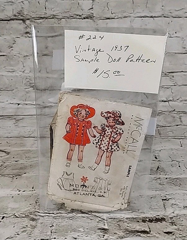 *GREAT VTG 1930s 22" SHIRLEY TEMPLE DOLL McCall CLOTHING SEWING PATTERN
