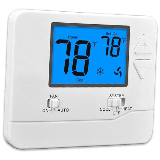 Non-Programmable Thermostats for Home 1 Heat/1 Cool Conventional Blue Backlight