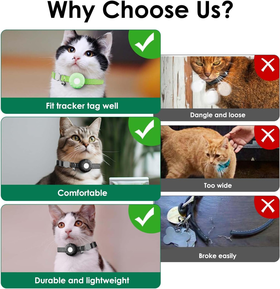 Cat Tracker, MINI Pet Tracker for Cats, No Monthly Fee GPS Tracker for Cat, Comp