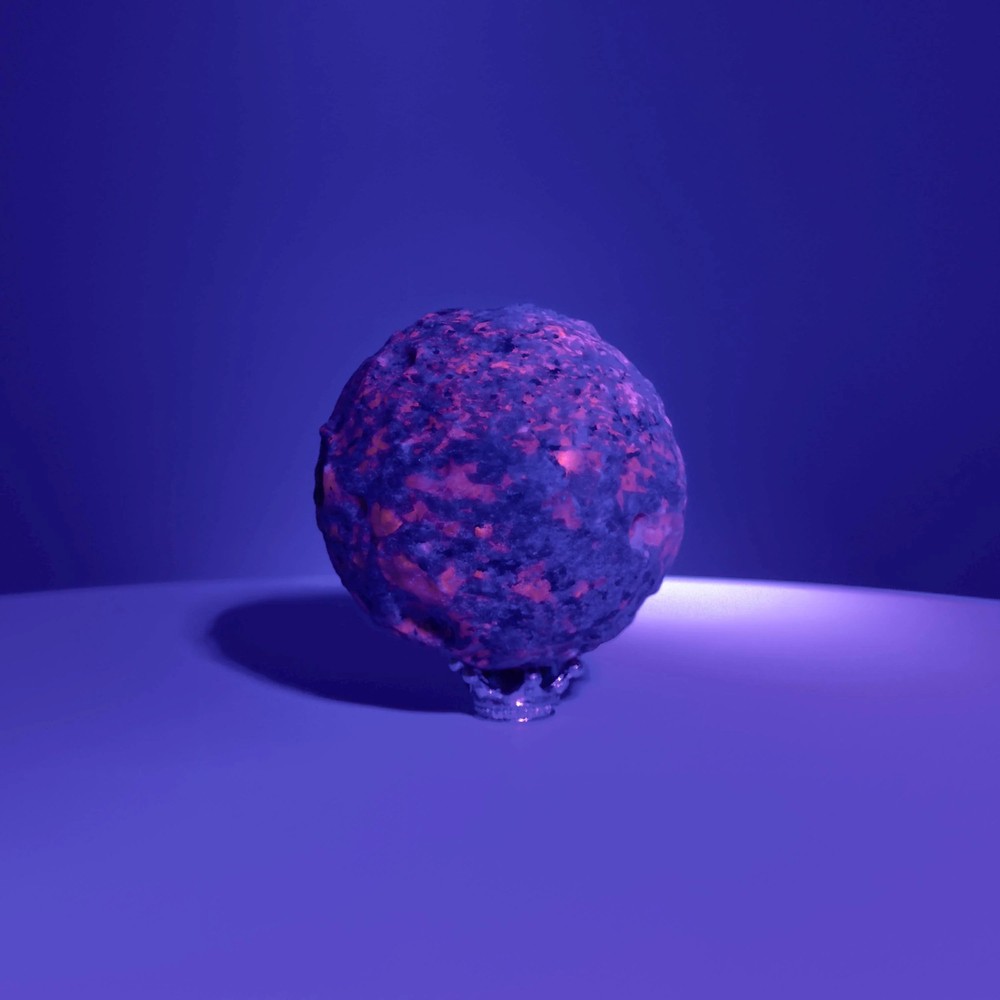 Yooperlite Moon Sphere (Includes Silver Stand), UV Reactive