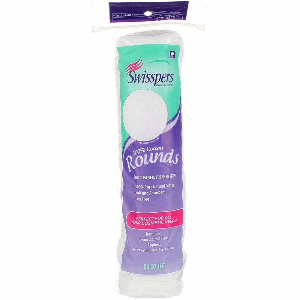 Swisspers Regular Cotton Rounds, 80 Ct