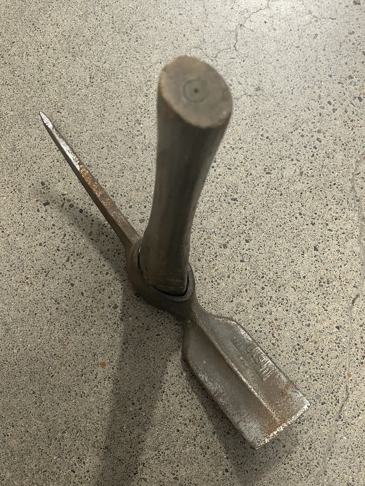 Original US Issued WWII Army M1910 Pick Axe Mattock - "US" stamped Diamond Calk