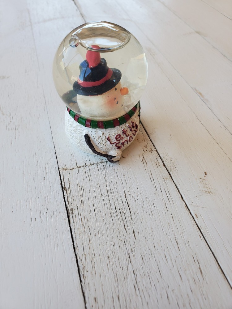 Tiny Little Snowman Snowglobe, great shape, 2" Tall
