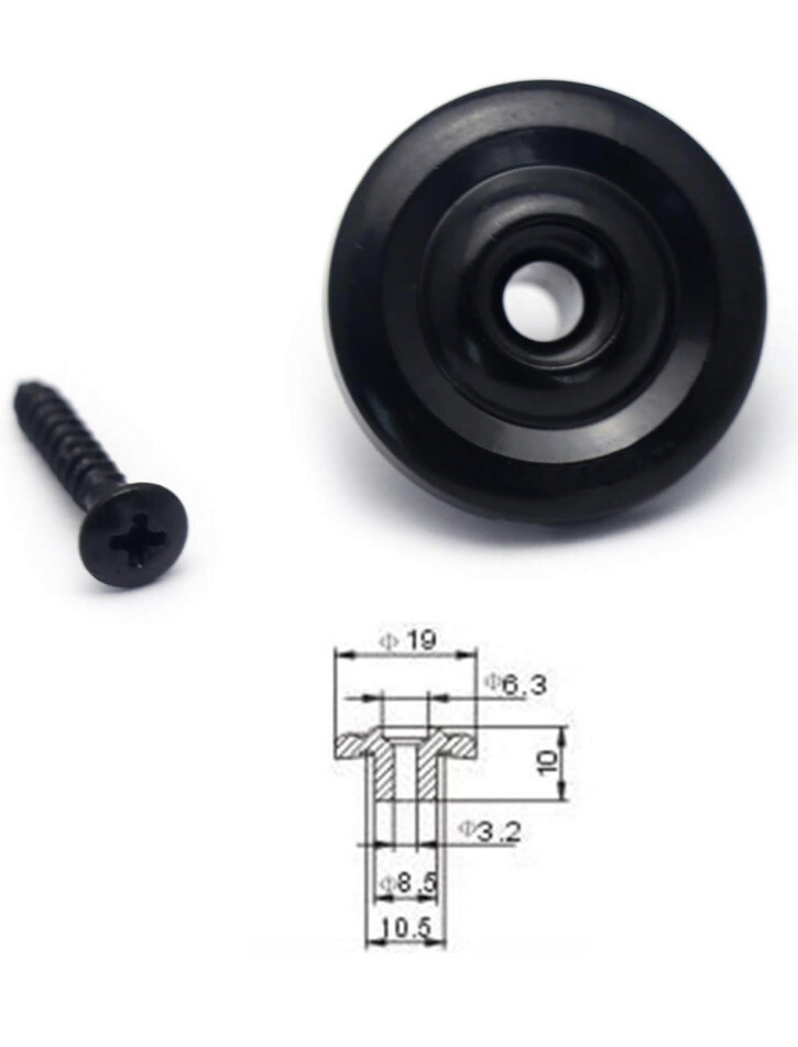 Bass Guitar String Trees String Retainer Guides with Mounting Screws Black 2Pcs