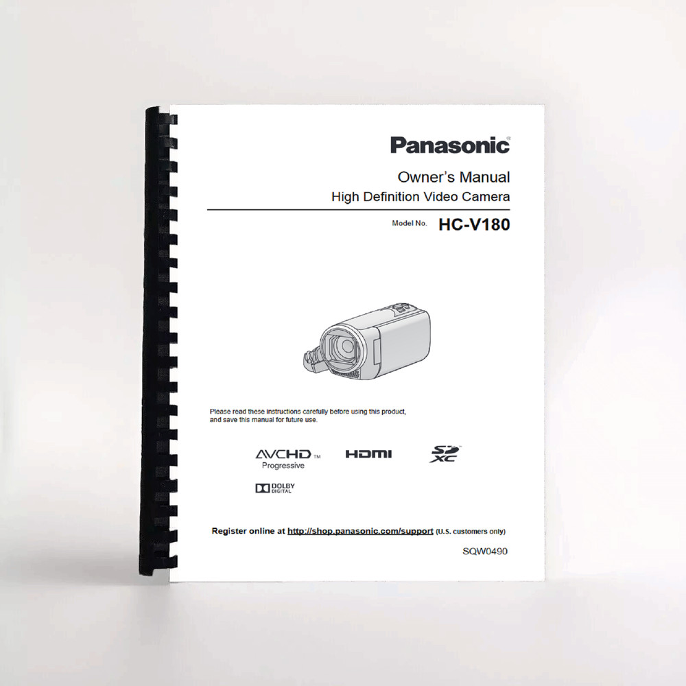 Owners Manual for Panasonic HC-V180 Video camera