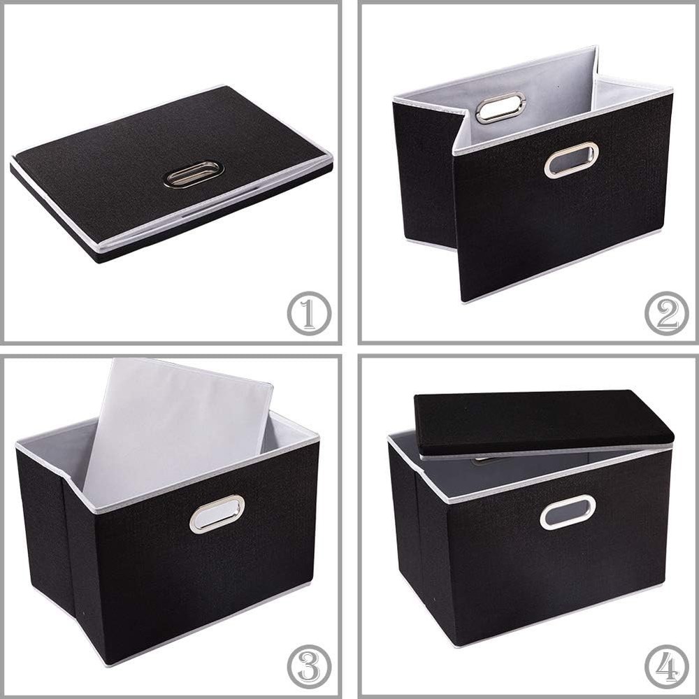 Large Foldable Storage Boxes W/ Lids [3-Pack] Fabric Collapsible Storage Bins